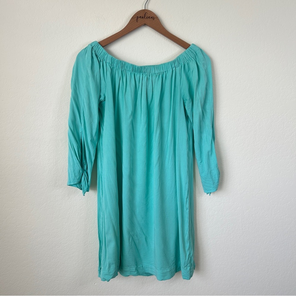 Michael Stars Dress Womens Medium Teal Green Off The Shoulder Casual M